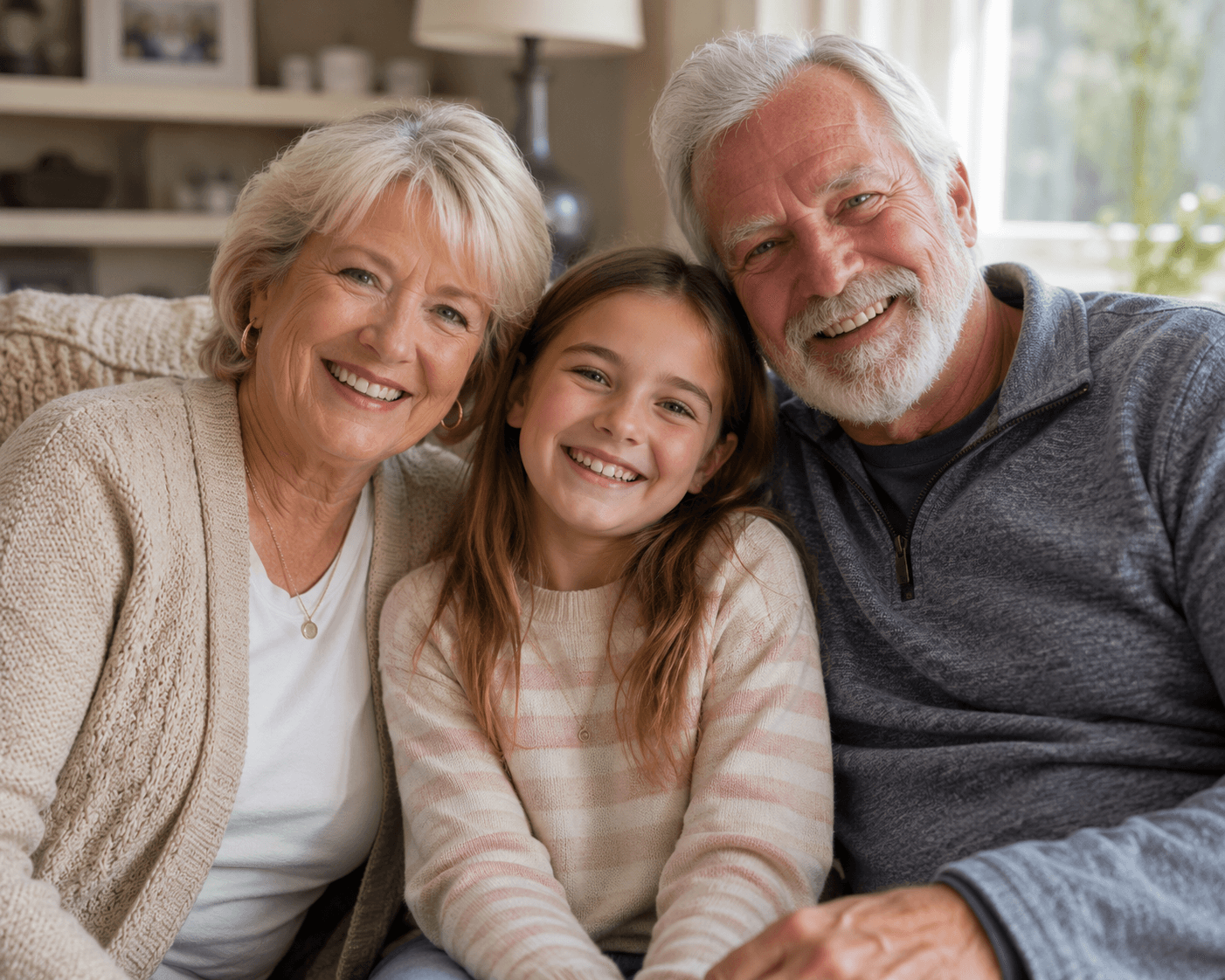 Grandparents enjoying good health with their granddaughter